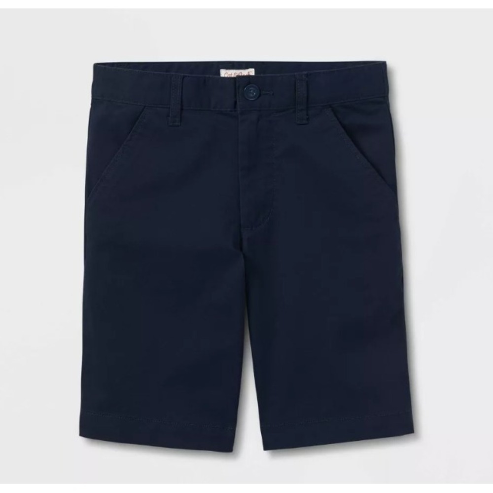 Boys' Regular Fit Flat Front Uniform Shorts Blue Size 7